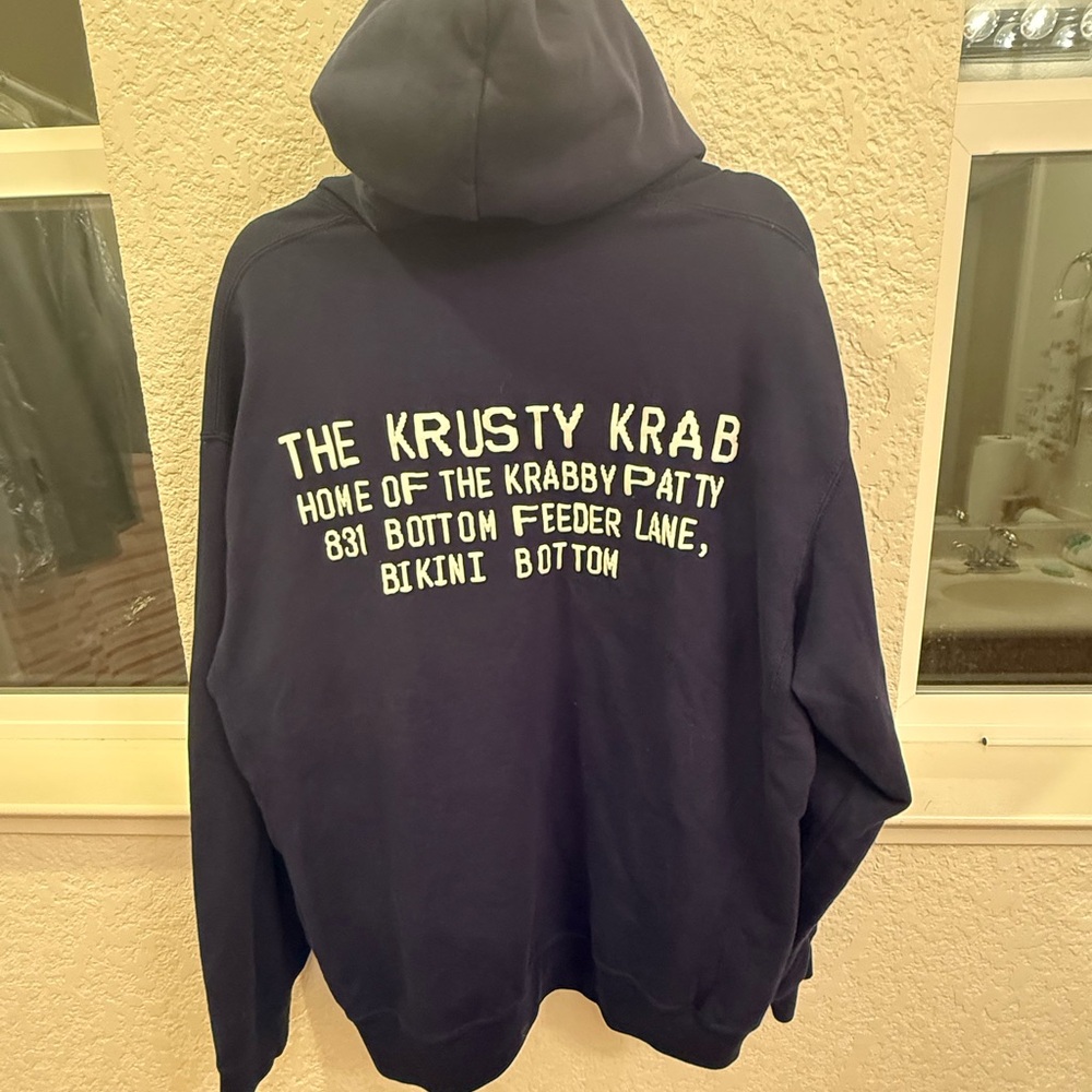 Uniqlo UT Hoodie SpongeBob Krabby Pattie Cactus Plant Flee Market Hoodie Navy XL - Picture 11 of 15
